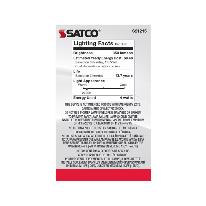 SATCO/NUVO 4W G16.5 LED Clear Medium Base 90 CRI 2700K 120V (S21215)