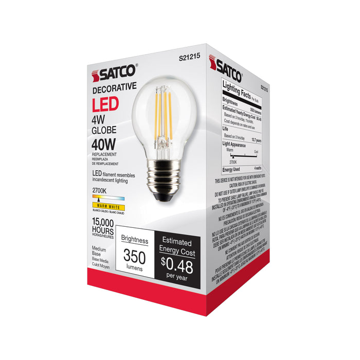 SATCO/NUVO 4W G16.5 LED Clear Medium Base 90 CRI 2700K 120V (S21215)