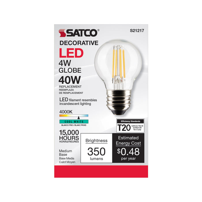 SATCO/NUVO 4W G16.5 LED Clear Medium Base 90 CRI 4000K 120V (S21217)