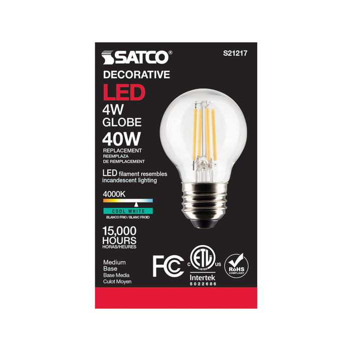SATCO/NUVO 4W G16.5 LED Clear Medium Base 90 CRI 4000K 120V (S21217)