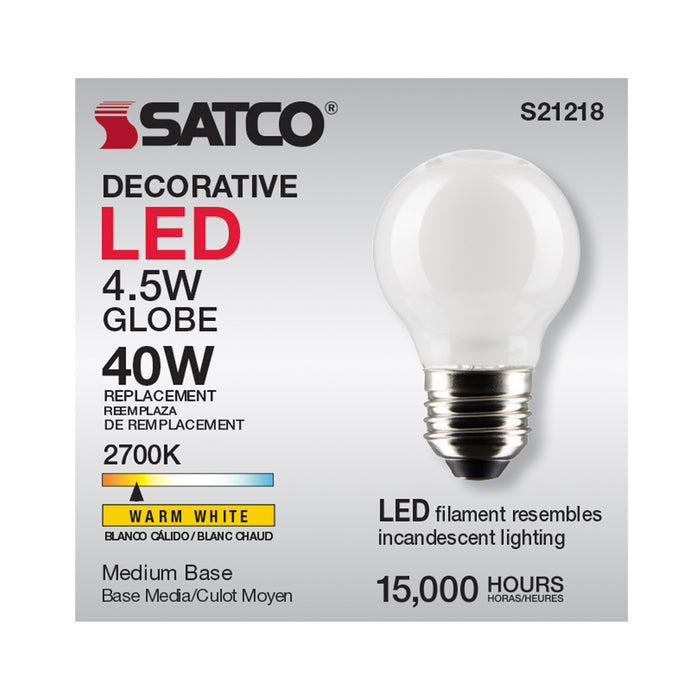 SATCO/NUVO 4.5W G16.5 LED White Medium Base 90 CRI 2700K 120V (S21218)