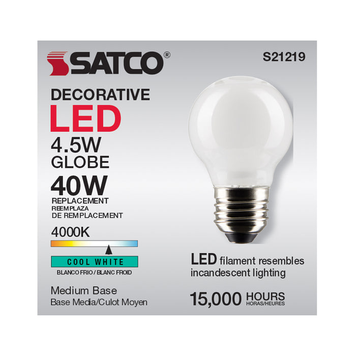SATCO/NUVO 4.5W G16.5 LED White Medium Base 90 CRI 4000K 120V (S21219)