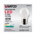 SATCO/NUVO 4.5W G16.5 LED White Medium Base 90 CRI 4000K 120V (S21219)