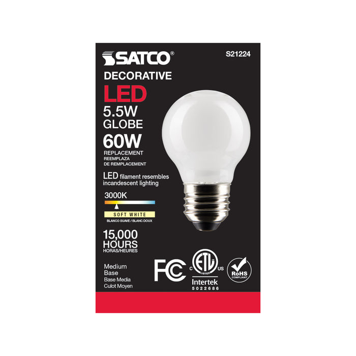 SATCO/NUVO 5.5W G16.5 LED White Medium Base 90 CRI 3000K 120V (S21224)