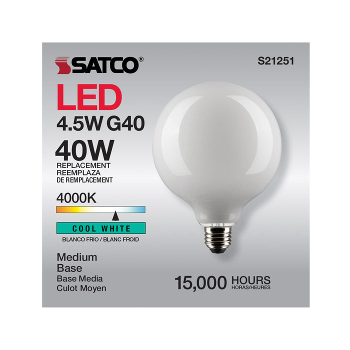SATCO/NUVO 4.5W G40 LED White Medium Base 90 CRI 4000K 120V (S21251)