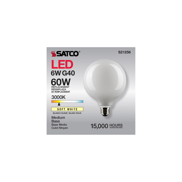 SATCO/NUVO 6W G40 LED White Medium Base 90 CRI 3000K 120V (S21256)