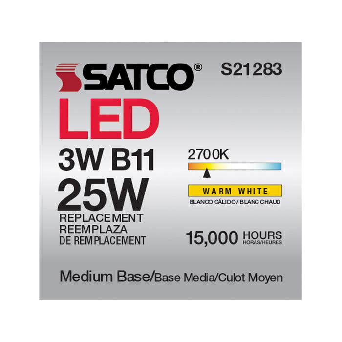 SATCO/NUVO 3W B11 LED Frost Medium Base 90 CRI 2700K 120V (S21283)