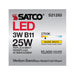 SATCO/NUVO 3W B11 LED Frost Medium Base 90 CRI 2700K 120V (S21283)