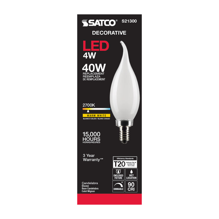 SATCO/NUVO 4W CA11 LED Frost Candelabra Base 90 CRI 2700K 120V (S21300)