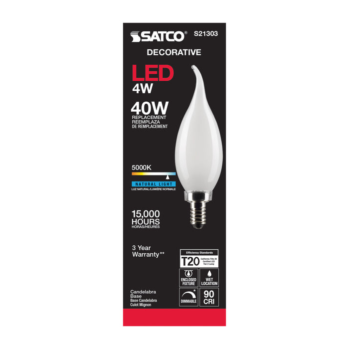 SATCO/NUVO 4W CA11 LED Frost Candelabra Base 90 CRI 5000K 120V (S21303)