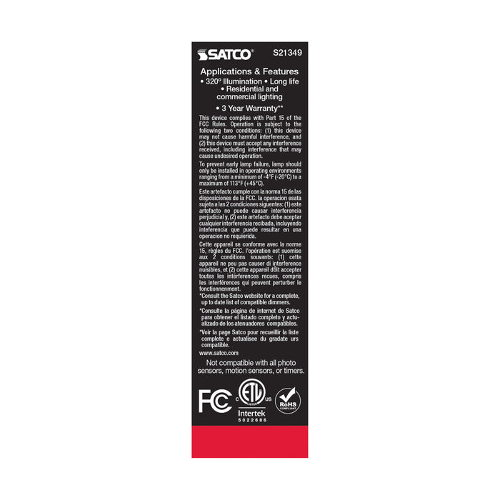 SATCO/NUVO 5.5W T10 LED Frost Medium Base 90 CRI 4000K 120V (S21349)