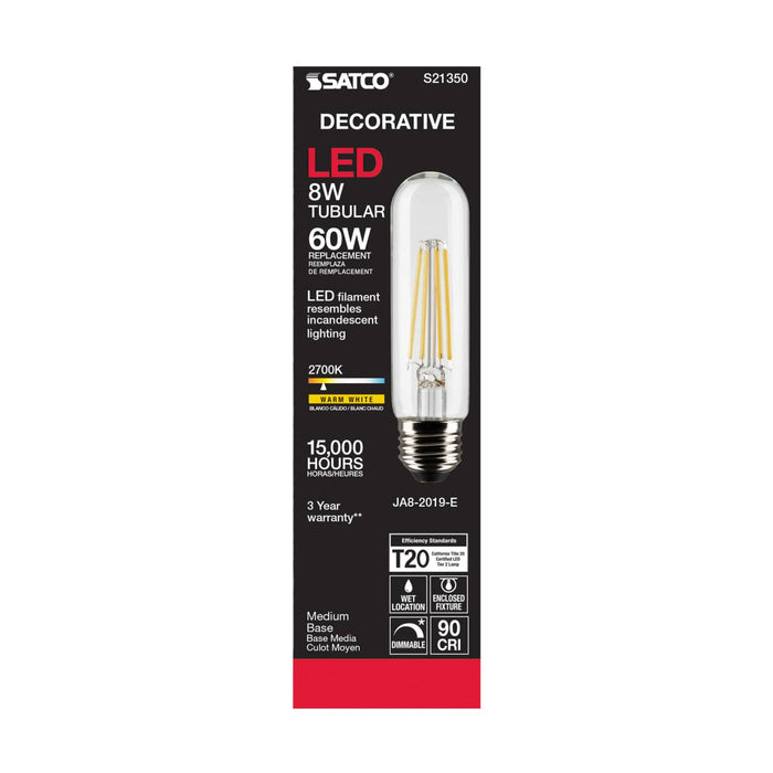 SATCO/NUVO 8W T10 LED Clear Medium Base 90 CRI 2700K 120V (S21350)