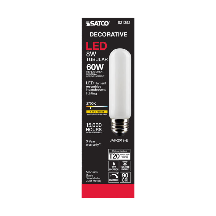 SATCO/NUVO 8W T10 LED Frost Medium Base 90 CRI 2700K 120V (S21352)