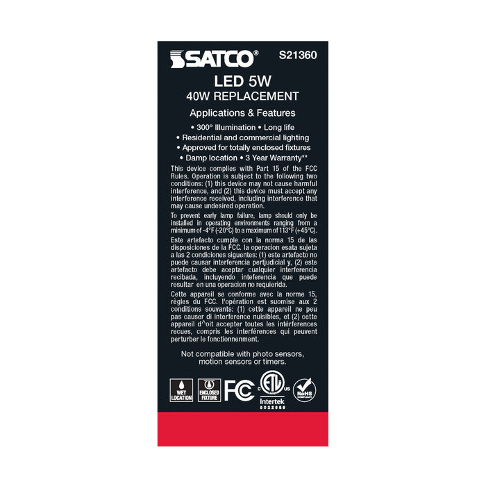 SATCO/NUVO 5W ST19 LED Clear Medium Base 90 CRI 2700K 120V (S21360)