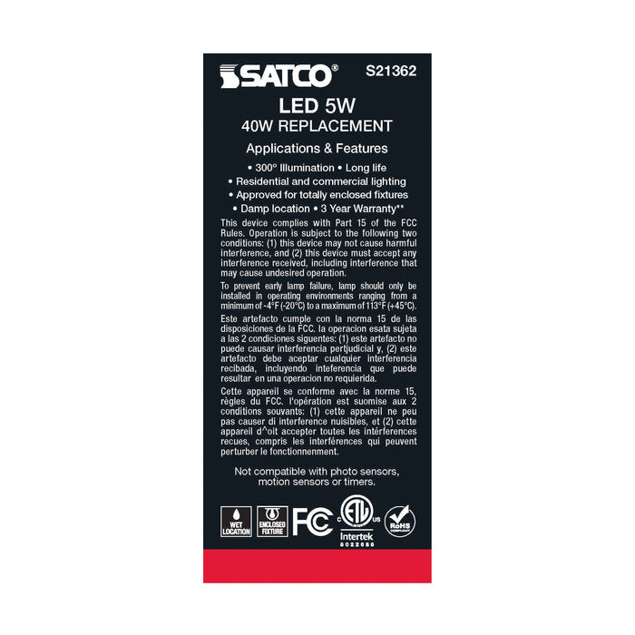 SATCO/NUVO 5W ST19 LED Clear Medium Base 90 CRI 4000K 120V (S21362)