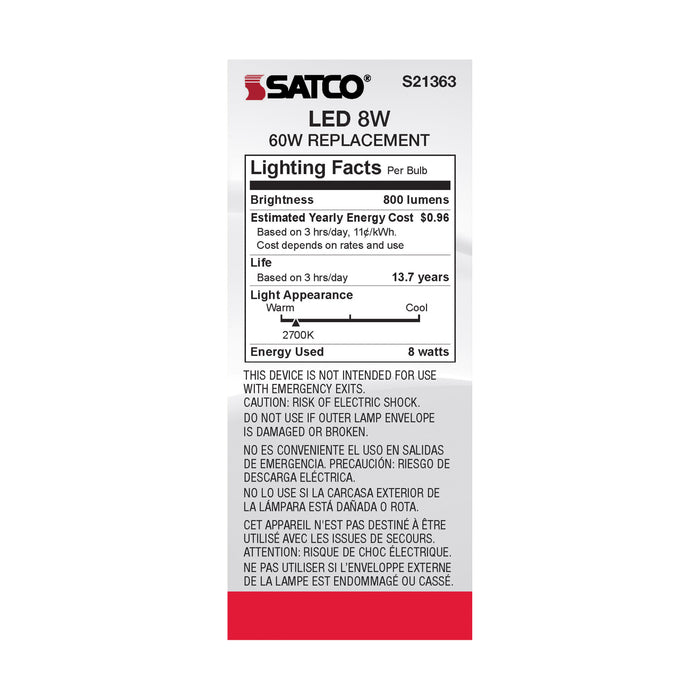 SATCO/NUVO 8W ST19 LED Clear Medium Base 90 CRI 2700K 120V (S21363)