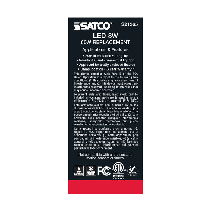 SATCO/NUVO 8W ST19 LED Clear Medium Base 90 CRI 4000K 120V (S21365)