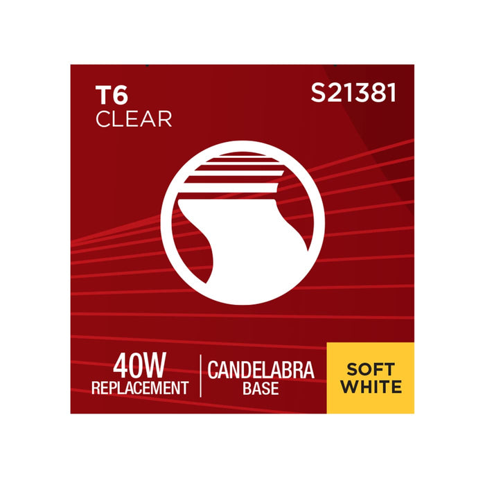 SATCO/NUVO 4W LED T6 Candelabra E12 Base 3000K 400Lm 90 CRI Dimmable 120V (S21381)