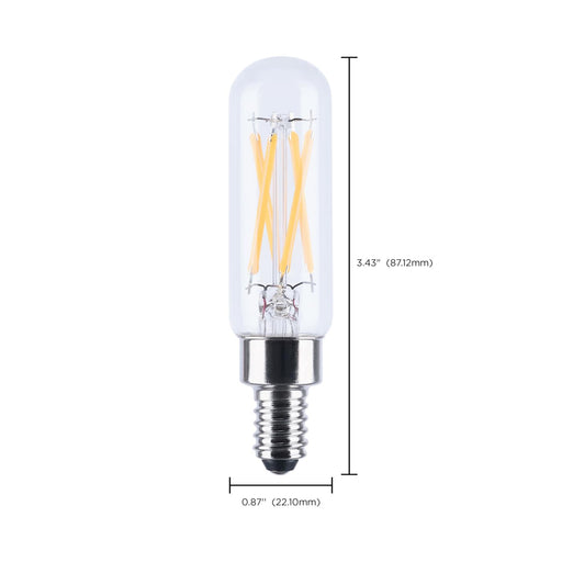 SATCO/NUVO 4W LED T6 Candelabra E12 Base 3000K 400Lm 90 CRI Dimmable 120V (S21381)