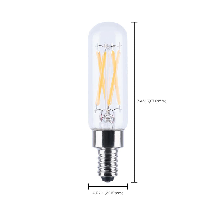SATCO/NUVO 4W LED T6 Candelabra E12 Base 4000K 400Lm 90 CRI Dimmable 120V (S21382)
