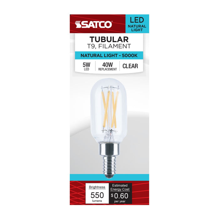 SATCO/NUVO 5W LED T9 Candelabra E12 Base 5000K 550Lm 90 CRI Dimmable 120V (S21387)