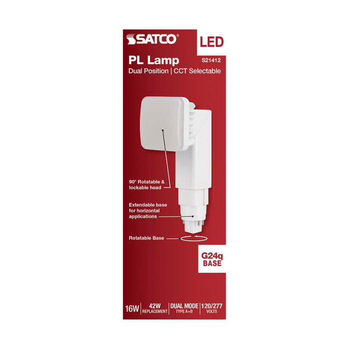 SATCO/NUVO 16W PL 4-Pin LED 1800Lm G24Q Base CCT Selectable 2700K/3000K/3500K/4000K/5000K White Finish 120-277V (S21412)