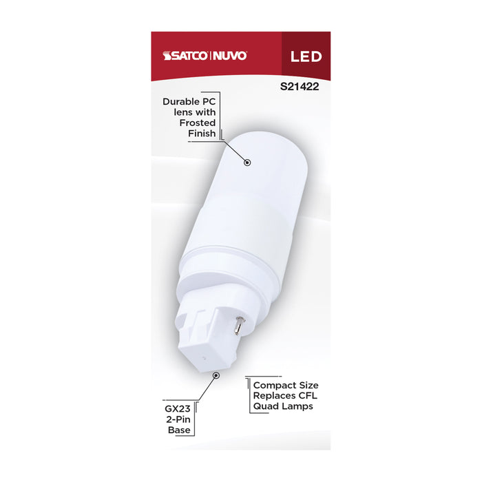 SATCO/NUVO 5W PL LED GX23 Base Frost Finish Type A/B Dual Ballast 3500K 120-277V (S21422)