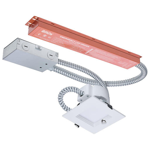 SATCO/NUVO 4 Inch Square LED Downlight Wattage/CCT Selectable 14.6W/13.6W/12.4W 2700K/3000K/3500K/4000K/5000K 120-347V  White Emergency Battery Backup (S21612)