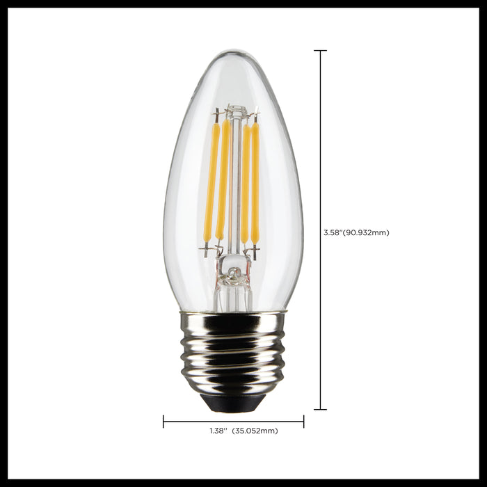 SATCO/NUVO 5.5W B11 LED Clear Medium Base 2700K 500Lm 120V 2--Pack (S21837)