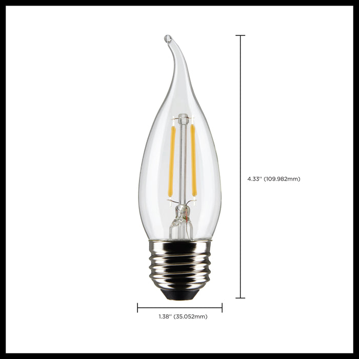 SATCO/NUVO 3W CA10 LED Clear Medium Base 2700K 250Lm 120V 2-Pack (S21848)