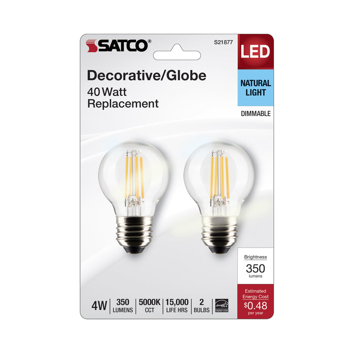 SATCO/NUVO 4W G16.5 LED Clear Medium Base 5000K 120V 2-Pack (S21877)