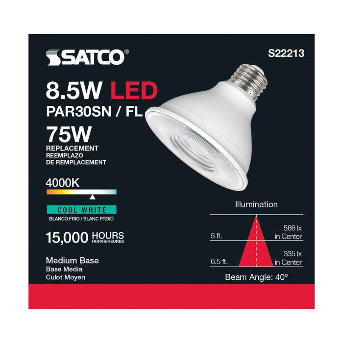 SATCO/NUVO 8.5W PAR30S LED 90 CRI 4000K 40 Degree Beam Angle Medium Base 120V (S22213)