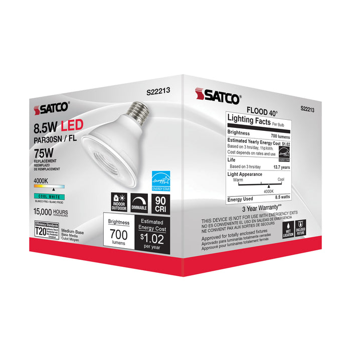 SATCO/NUVO 8.5W PAR30S LED 90 CRI 4000K 40 Degree Beam Angle Medium Base 120V (S22213)