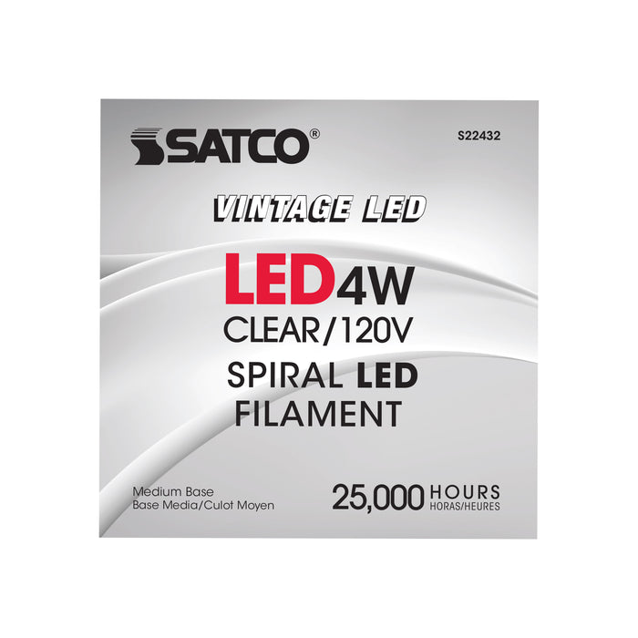 SATCO/NUVO 4PS52/LED/CL/E26/VINTAGE/120V 4W PS52 LED Vintage Style Clear 25000 Hours Medium Base 120V 2150K (S22433)