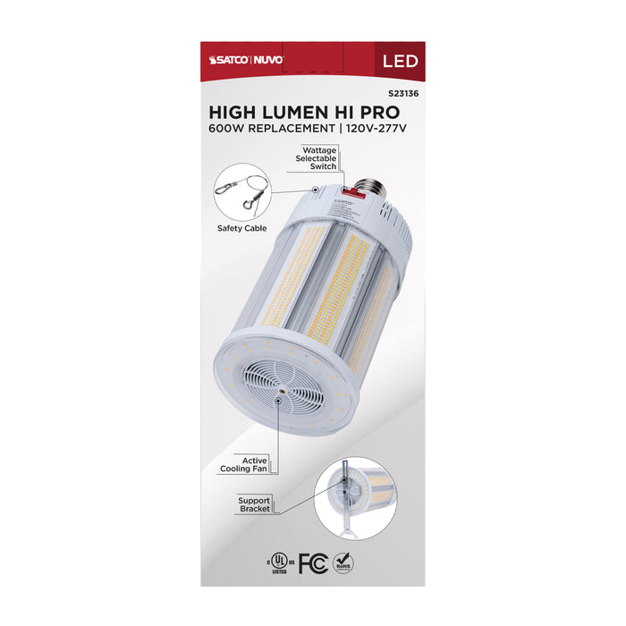 SATCO/NUVO LED Corn Cob Wattage/CCT Selectable 270W/200W/135W 3000K/4000K/5000K Mogul Extended Base 120-277V 600W HID Replacement (S23136)