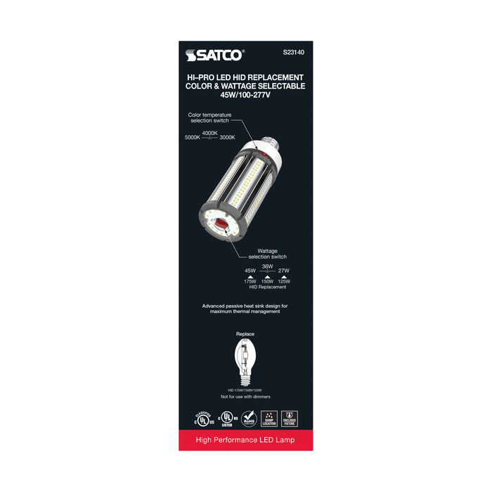 SATCO/NUVO 27W/36W/45W Wattage Selectable LED HID Replacement CCT Selectable 3000K/4000K/5000K Medium Base 100-277V (S23140)