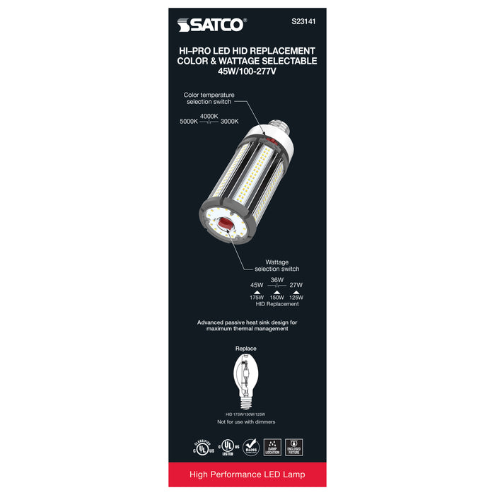 SATCO/NUVO 27W/36W/45W Wattage Selectable LED HID Replacement CCT Selectable 3000K/4000K/5000K Extended Mogul Base 100-277V (S23141)