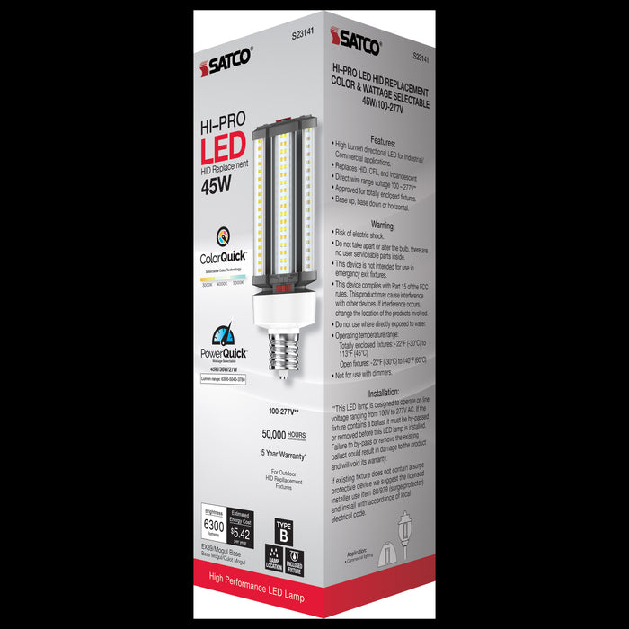 SATCO/NUVO 27W/36W/45W Wattage Selectable LED HID Replacement CCT Selectable 3000K/4000K/5000K Extended Mogul Base 100-277V (S23141)