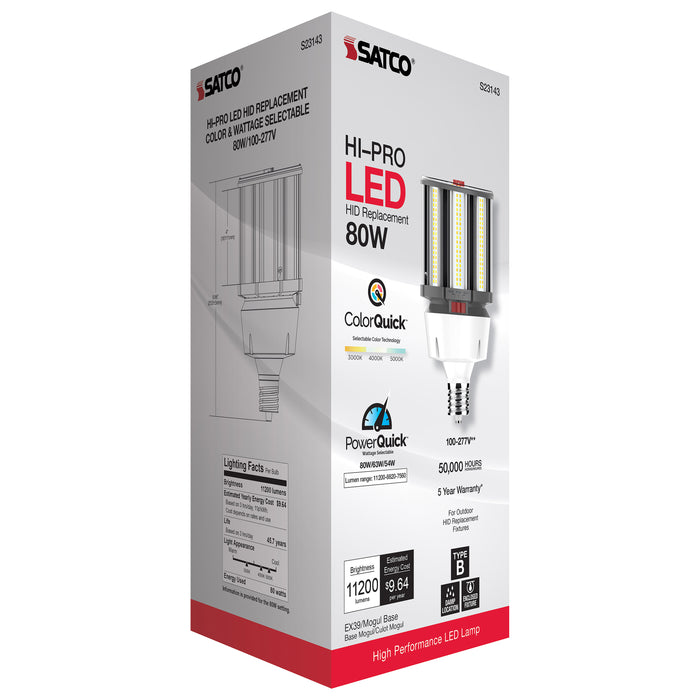 SATCO/NUVO 54W/63W/80W Wattage Selectable LED HID Replacement CCT Selectable 3000K/4000K/5000K Extended Mogul Base 100-277V (S23143)