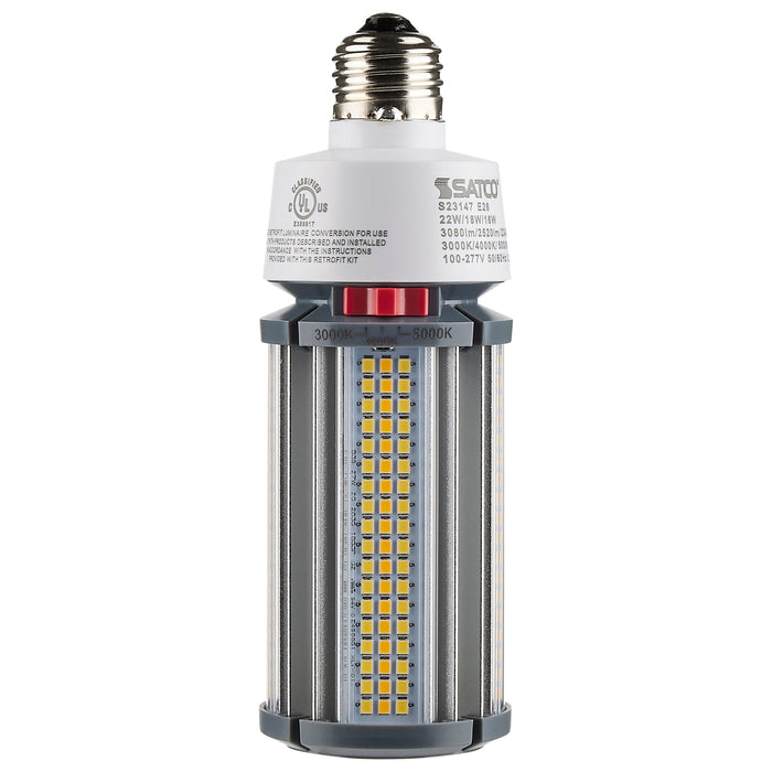 SATCO/NUVO 16W/18W/22W Wattage Selectable LED HID Replacement CCT Selectable 3000K/4000K/5000K Medium Base 100-277V (S23147)