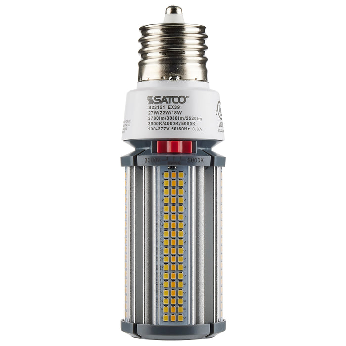 SATCO/NUVO 18W/22W/27W Wattage Selectable LED HID Replacement CCT Selectable 3000K/4000K/5000K Extended Mogul Base 100-277V (S23151)