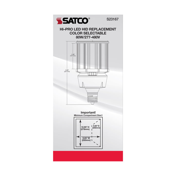 SATCO/NUVO 80W/LED/HID/CCT/EX39 80W LED HID Replacement CCT Selectable 3000K/4000K/5000K Type B Ballast Bypass Mogul Extended EX39 Base 80 CRI (S23167)