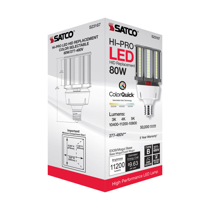 SATCO/NUVO 80W/LED/HID/CCT/EX39 80W LED HID Replacement CCT Selectable 3000K/4000K/5000K Type B Ballast Bypass Mogul Extended EX39 Base 80 CRI (S23167)