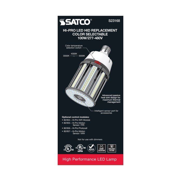 SATCO/NUVO 100W/LED/HID/CCT/EX39 100W LED HID Replacement CCT Selectable 3000K/4000K/5000K Type B Ballast Bypass Mogul Extended EX39 Base 80 CRI (S23168)