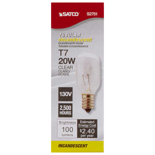 SATCO/NUVO 20W T7 Incandescent Clear Candelabra Base 130V (S2751)