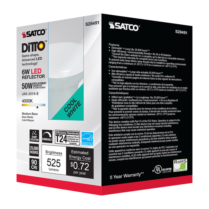 SATCO/NUVO 6W R20 LED 4000K Medium Base 120V (S28491)