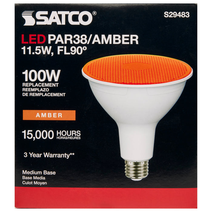 SATCO/NUVO 11.5W PAR38 LED Amber 90 Degree Beam Angle Medium Base 120V (S29483)
