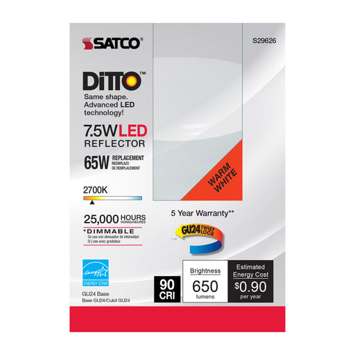 SATCO/NUVO 7.5W BR30 LED 2700K GU24 Base 120V (S29626)