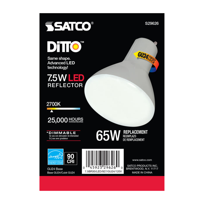 SATCO/NUVO 7.5W BR30 LED 2700K GU24 Base 120V (S29626)