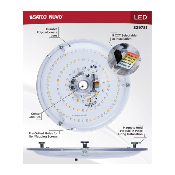 SATCO/NUVO 21W LED Light Engine CCT Selectable 2700K/3000K/3500K/4000K/5000K Clear 120V (S29781)